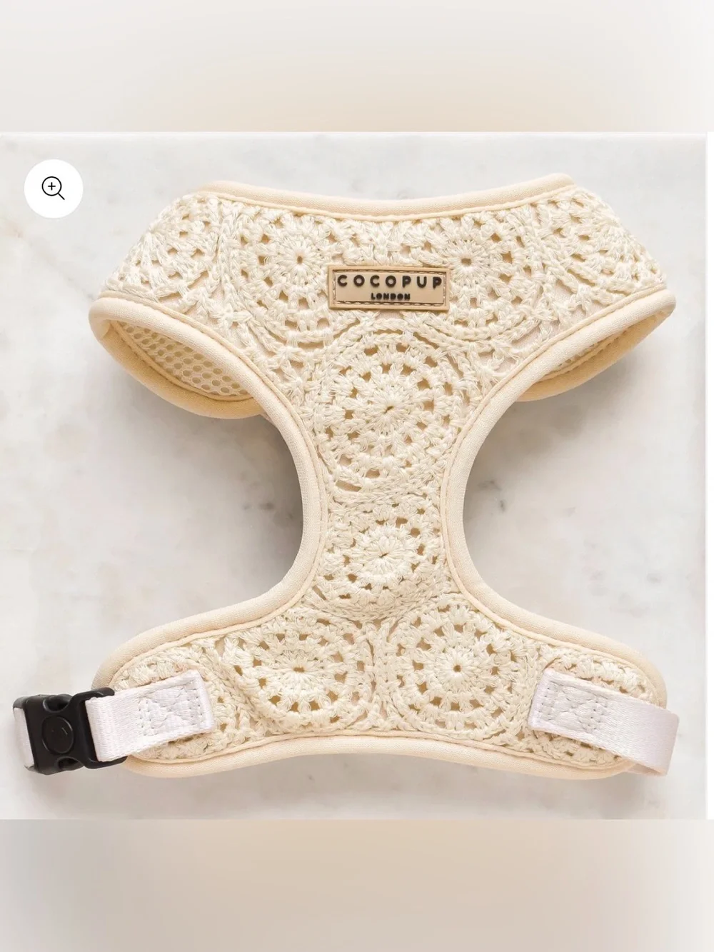 Cocopup London Cream Crochet Dog Harness (xxs) - Soft Padded Comfort